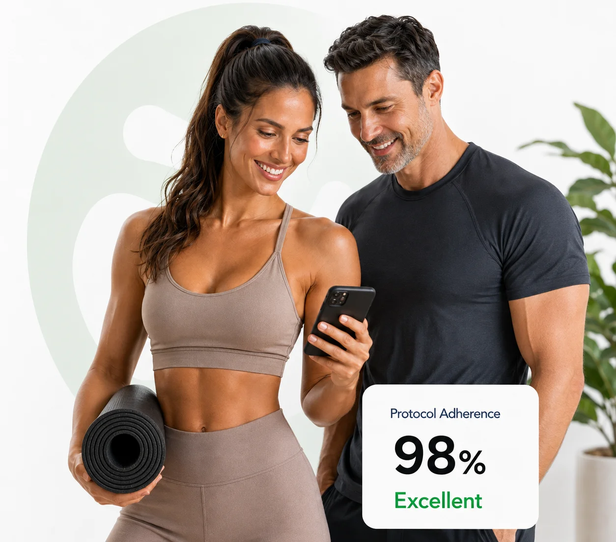 PepEasy™ couple reviewing the app together, with a protocol adherence preview