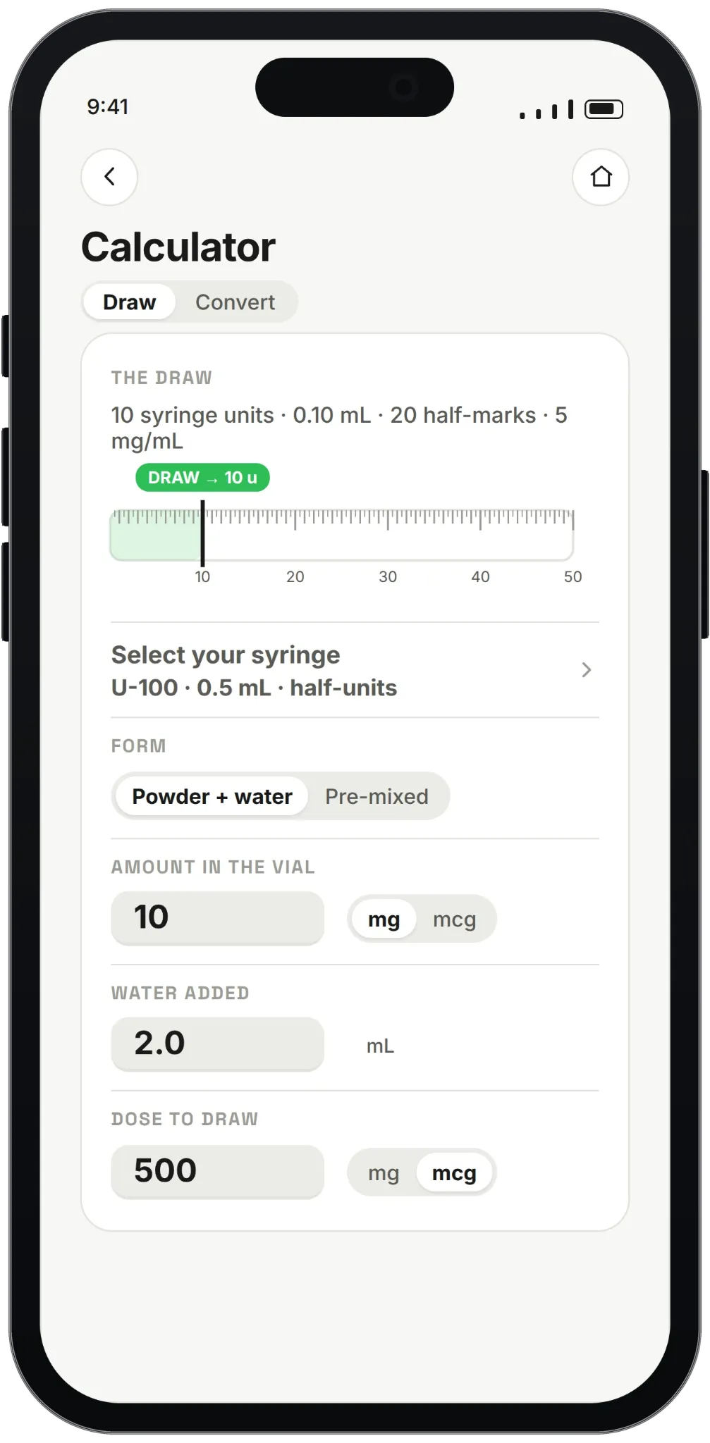 Dose Calculator PepEasy™ App screenshot