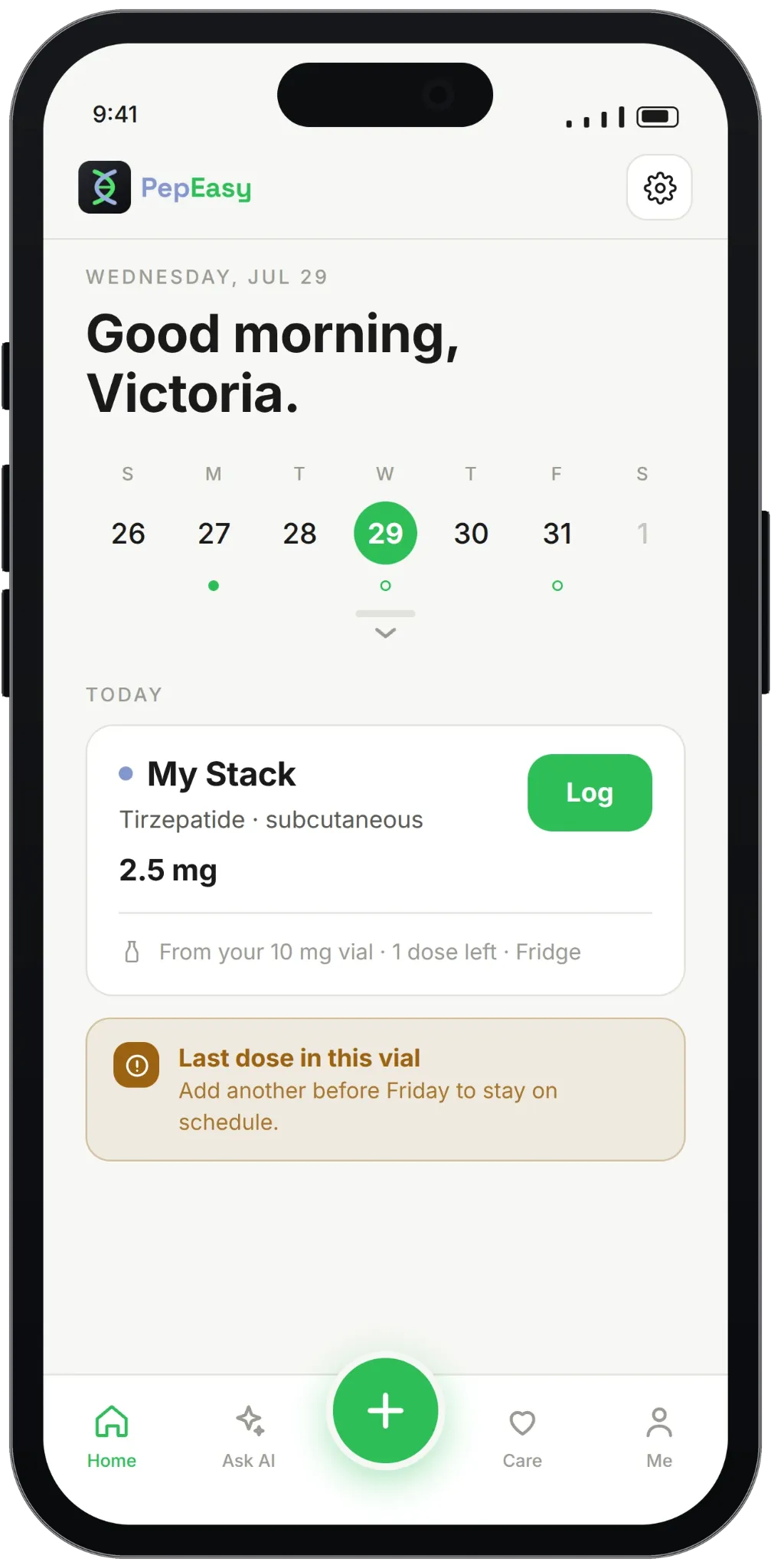 Log It PepEasy™ App screenshot